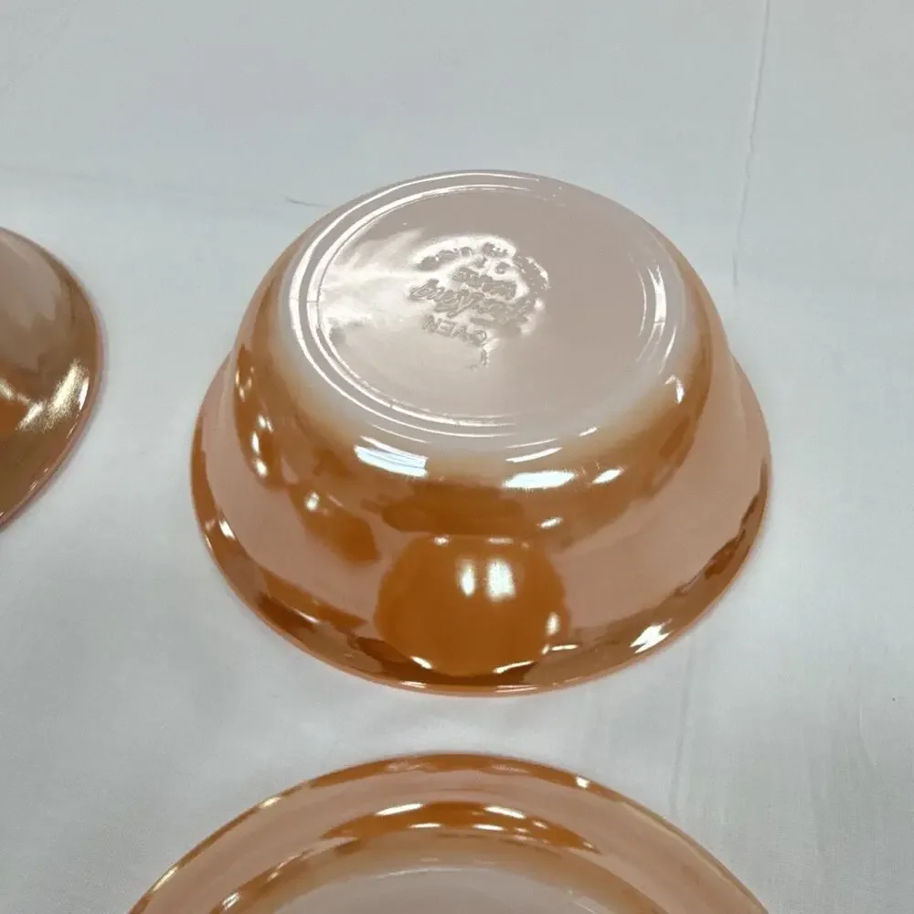 Copied - Fire-King Peach Laurel Stackable 4pc Bowl Set Mid-Century Pressed Glass